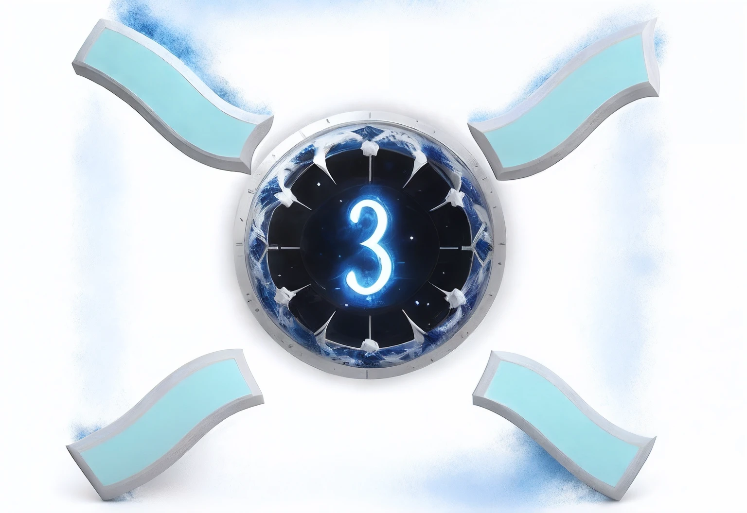 There is a blue and white design on it, portal 3, infinite space clock background, White background : 3, , Zone 3, , infinite quantum portal, blue circular hologram, Single image, compass energy flowing, , Pour frostbite 3 rendered, 3 dex,,There is a number 3 on it,There is a ribbon around, portal 3, Zone 3, , White background : 3, frostbite 3 rendered, 3 dex, ERU, Frostbite 3 engine, 2 b, 2b, version 3, rule of 3 rds, vectorial art,The third is the center,white backgrounid,flat style,The flag,The four corners rush to the line in the center