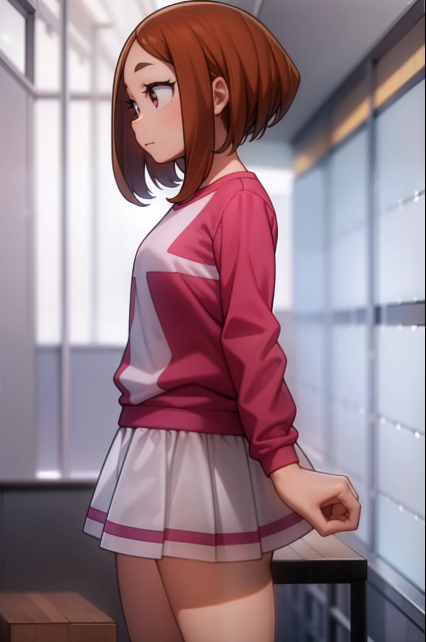 Ochako Uraraka, A girl, pretty ,casual wear, Small stature, little chest ,Lying posture, stocklings, pantyhouse