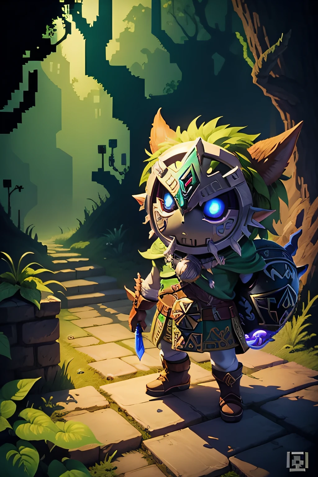 The Legend of Zelda: Majora's Mask no estilo do jogo hollow kinght em pixel art