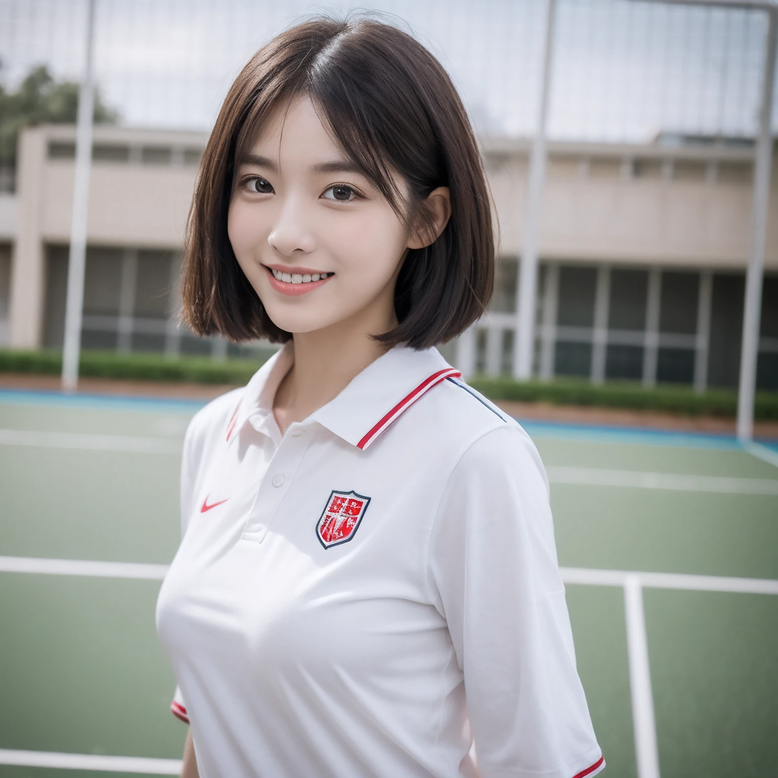 ((layered haircuts、Colossal tits:1.2)),(8K,highest quality),full body shot shot,Watching from a distance,Distant shots,School playground,Wear a school uniform,pupils,Play volleyball,Volleyball match scene,Wear a volleyball shirt,Full body photography:1.9, Android, adolable, ssmile, Thin face, short detailed hair, 32K, tmasterpiece, Best picture quality,超A high resolution,Perfect hands,Looking_at_peeping at the viewer,
