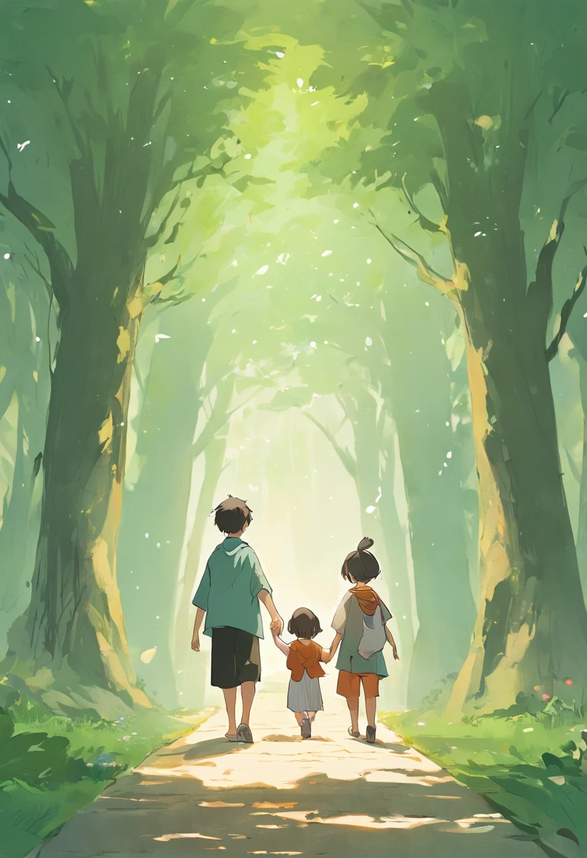 Play the role of small hands holding big hands,Parents lead their children along the tree-lined paths,Show mutual support and mutual growth between parents and children。
The parent-child background shows a harmonious family atmosphere,Parents holding their children by the hand,Symbolizes that they are guided by morality and values,Pursue civilized behavior together。
This tree-lined path,Symbolizes our society,Small hands and big hands are tightly connected,It conveys our determination and sense of responsibility to work together。
The poster background color is mainly bright sky blue,Represents hope and freshness,Echoing the harmonious atmosphere of the family。