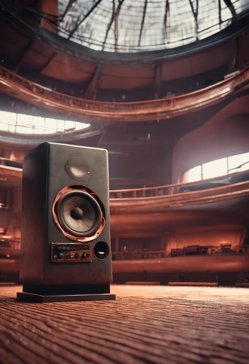 (Professional 3D Render: 1.3) AF (Realistic: 1.3) A giant speaker in space