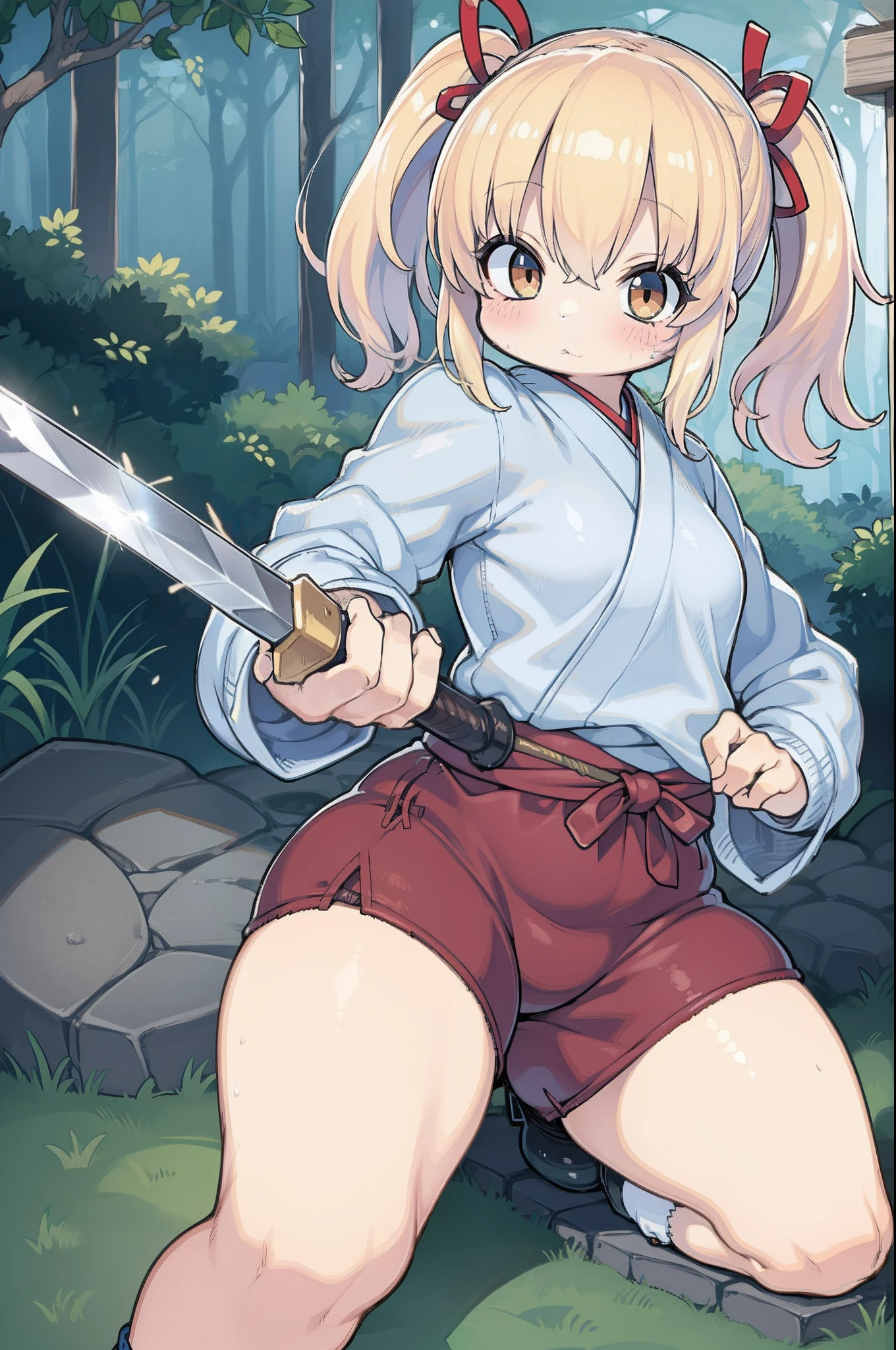 samurais、Wield a giant sword、Cute 、Muchimuchi