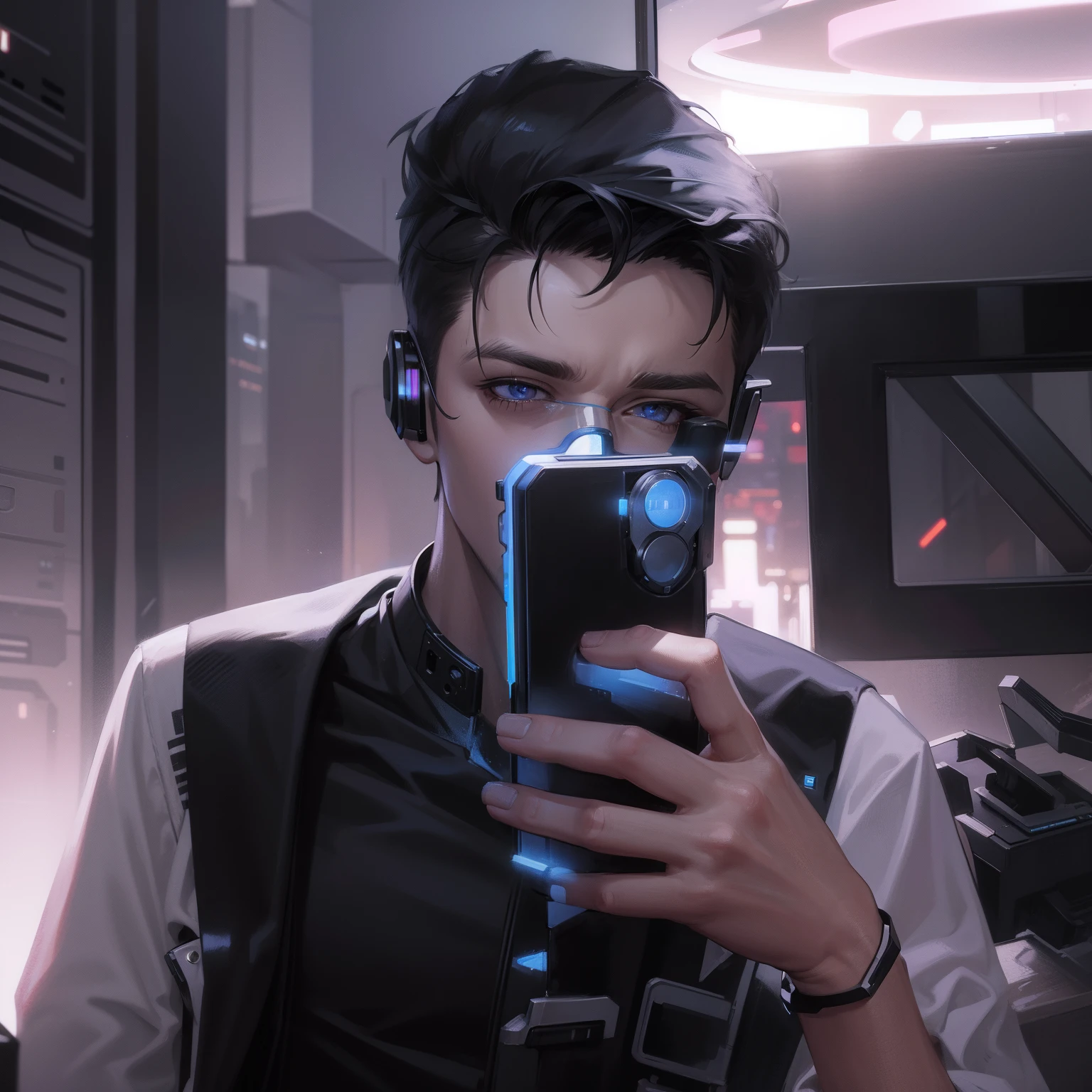 Change background, cyberpunk handsome boy ultra realistic, 8k