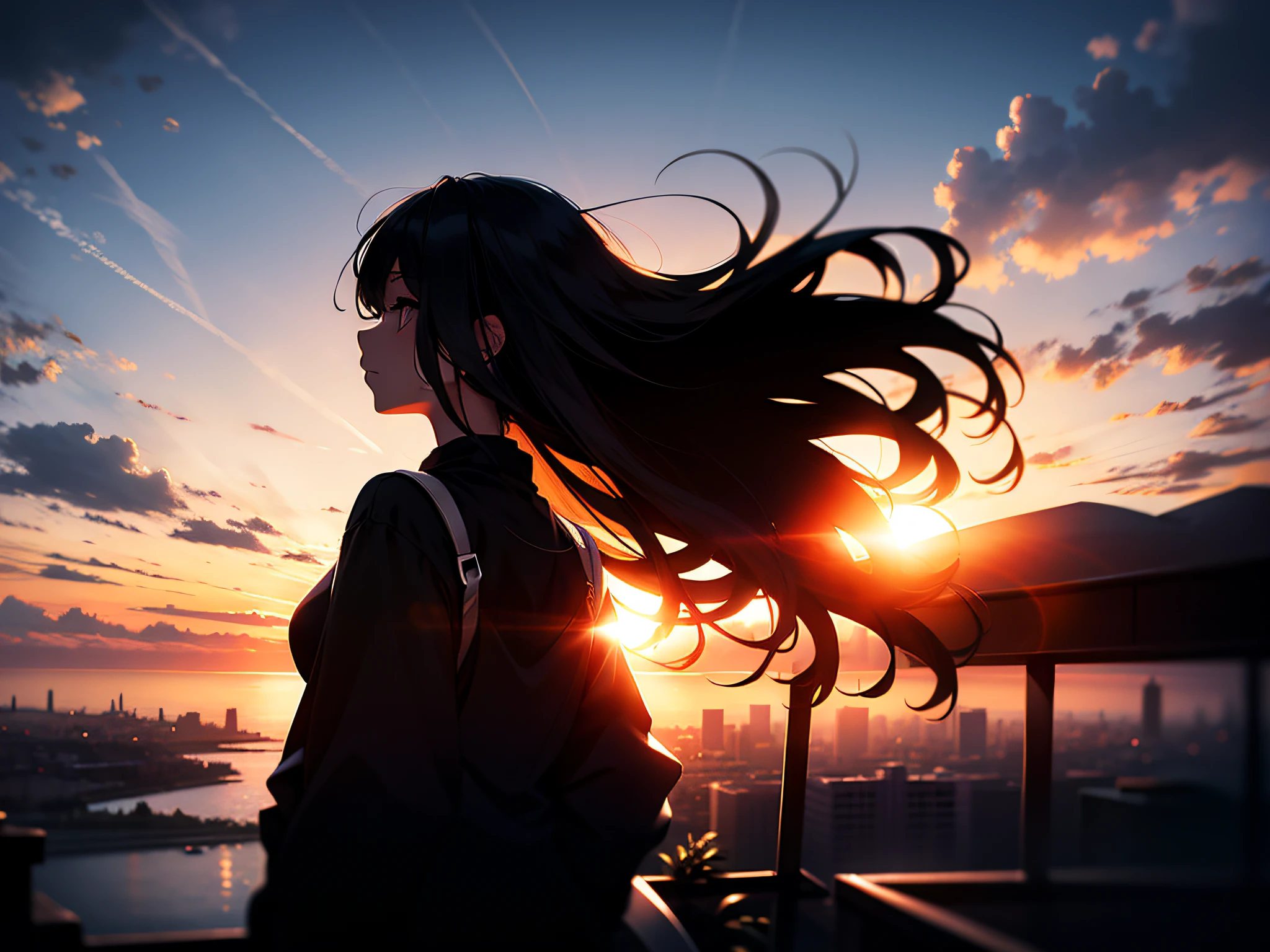 Sunset A person Back, a dreamy world, aesthetics