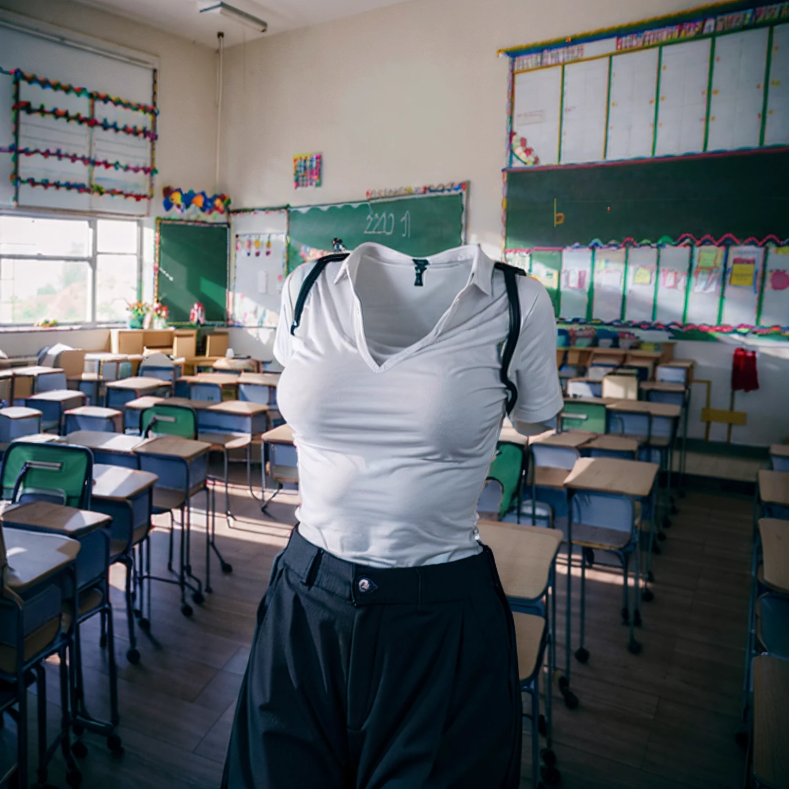 (school pants in classroom:1.9) , (school pants swells as if worn by invisible girl:1.9), (in the closet), ((invisible, no humans:1.7, headless:1.7, handless, legless)), (big breastsm:1.8)
(8k, RAW photo, best quality, masterpiece:1.2), (realistic, photo-realistic:1.37),photon mapping, radiosity, ((Hasselblad photography)),physically-based rendering,