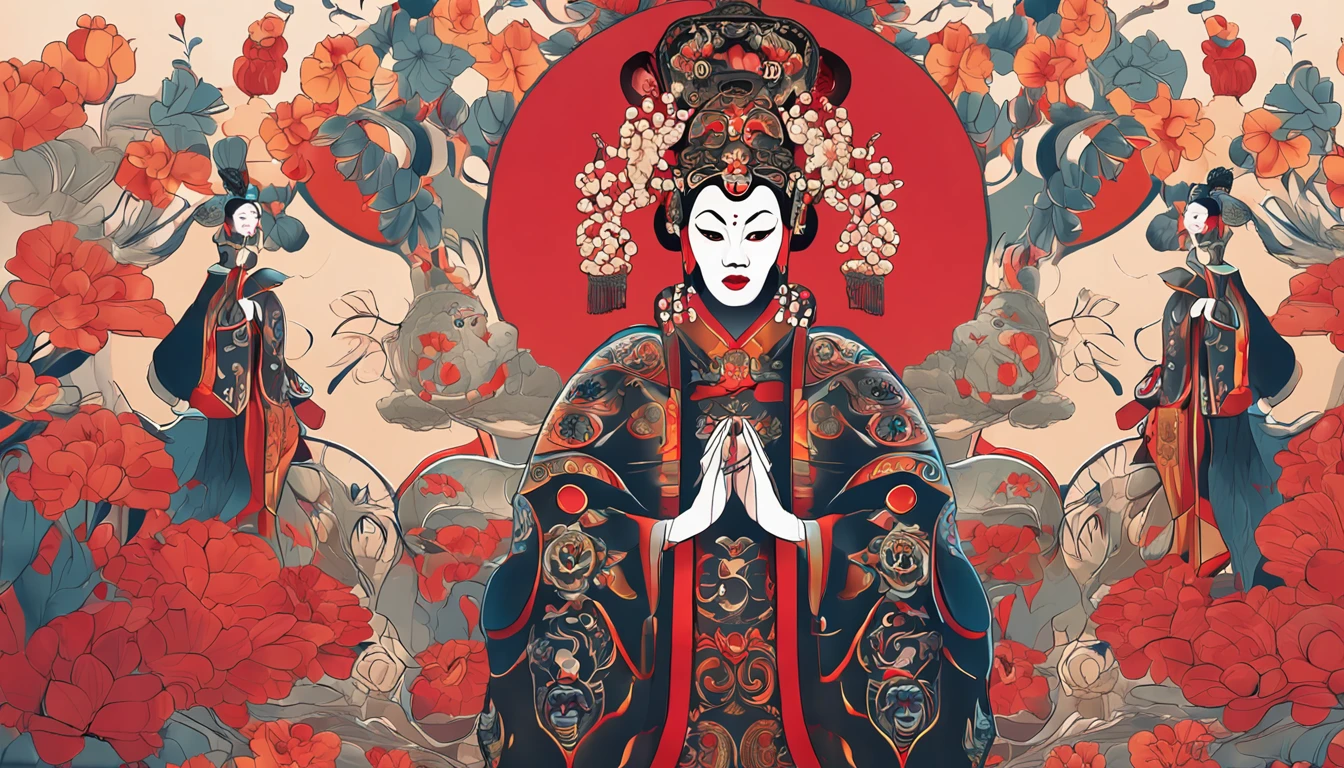 The theme is Peking Opera art，Make a display space design，Mainly Peking Opera face art