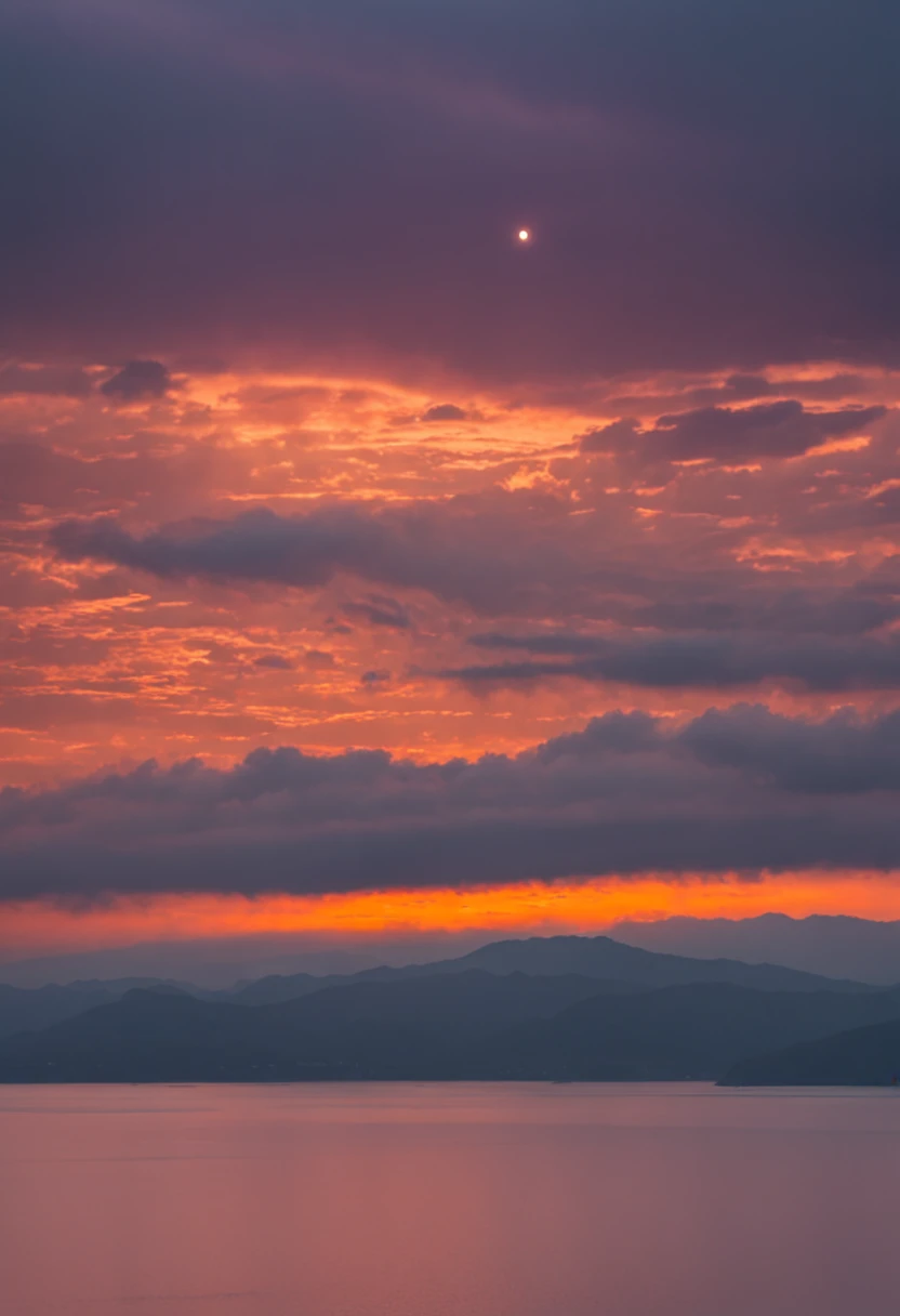 "Describe in words the magical and mesmerizing scenery of the world's most beautiful sunset, where the sky turns into a dazzling color palette, pintando nuances de ouro, laranja e rosa sobre o horizonte. Clouds draw unique patterns, refletindo a luz do sol de maneiras que parecem quase irreais. The sun slowly dips toward the horizon, casting rays of golden light that extend like luminous arms across the sky, bathing the landscape in a soft, ethereal light. You can feel the tranquility in the air as the world seems to pause to enjoy this heavenly masterpiece. The intense colors gradually turn into softer and softer tones, as the darkness of the night begins to creep in, giving way to the first stars that begin to dot the firmament. In this magical moment, You feel completely enveloped by the beauty of nature and are reminded of the indescribable wonder the world can offer every day."