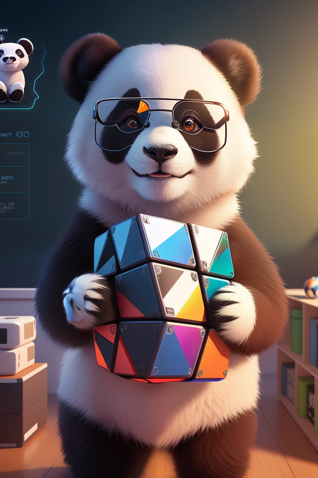 Panda holding a small blackboard,There is also a long string of fonts on it, wojtek fus, cute 3 d render, Cute panda, Rosla global lighting, cyril rolando and goro fujita, panda panda panda, ultra realistic 3d illustration, ray tracing x, ray tracing on, Panda, trending on artstation 4k, photorealistic octane 3d render,