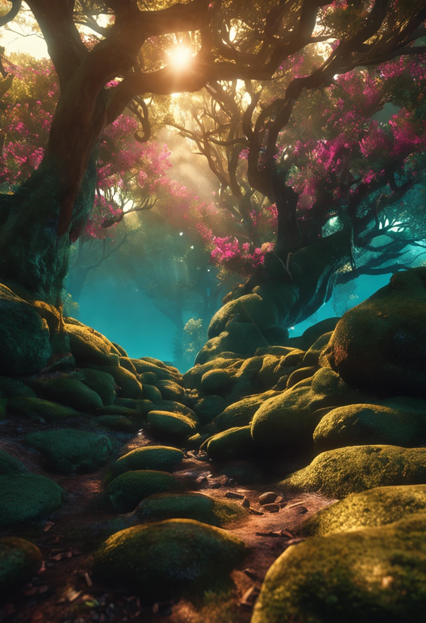 a uma das arvores mais linda do mundo,a cinematic illumination of the sun