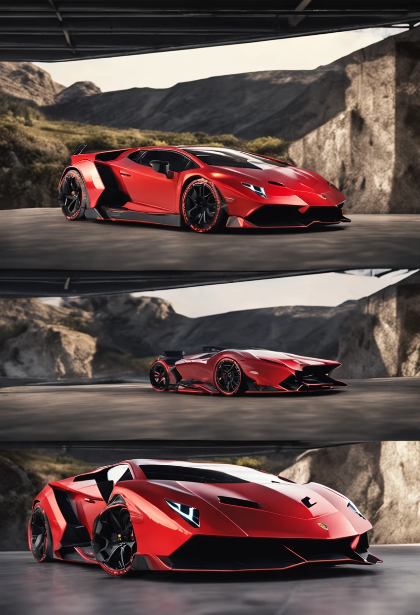 Bolides　super car　Lamborghini similar　red　streamline　lightning