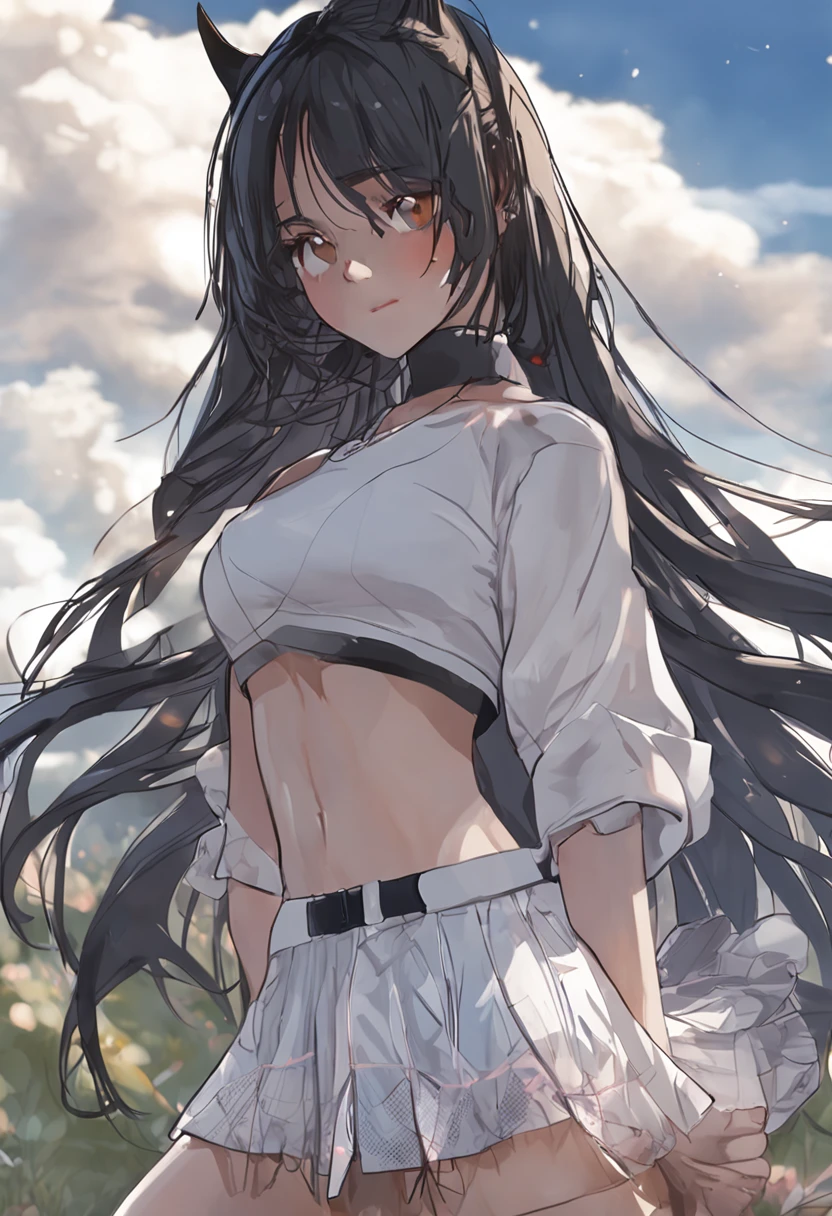 teens girl，JK skirt，white skinned，Overlooking，dual horsetail，Black hair，Dark eyes，full bodyesbian，dances，frenzied