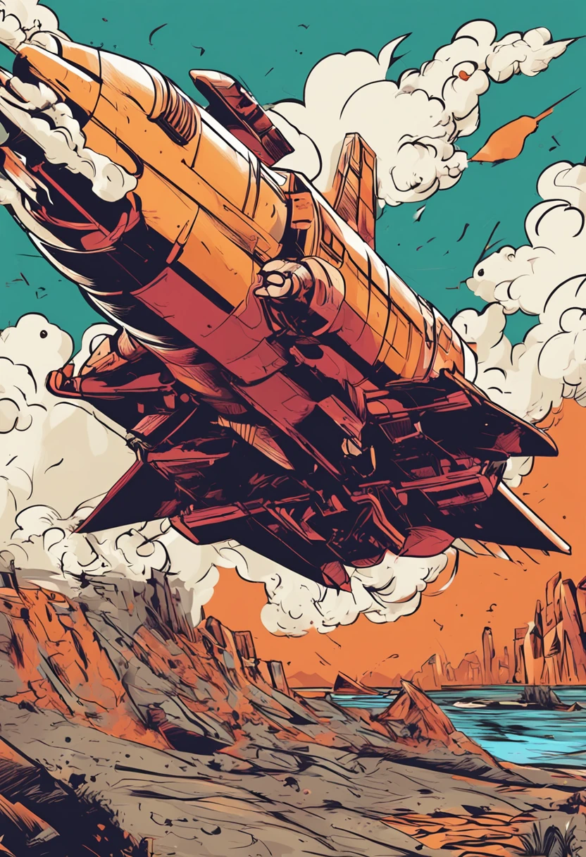 missile,cartoony,vectorial,American manga style