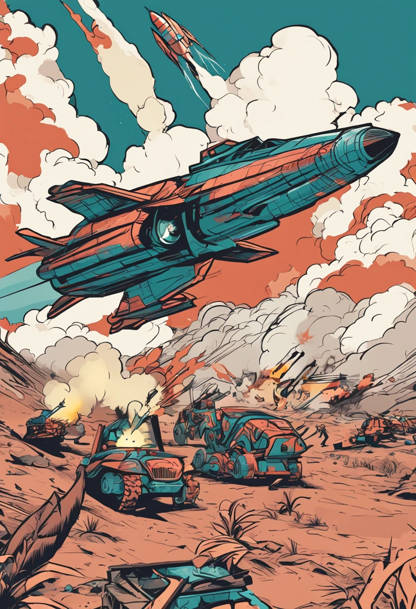 missile,cartoony,vectorial,American manga style