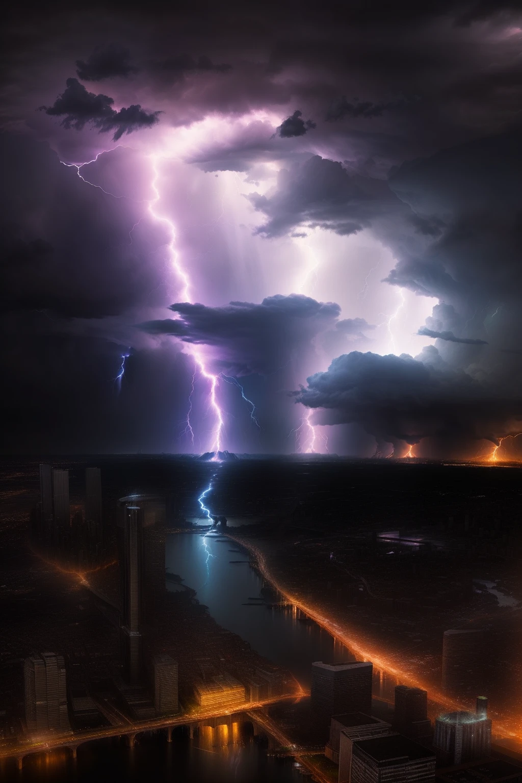 Lightning strikes over cities with rivers and bridges., Beautiful lightning, Lightning from above, Weather Photography, Storm Lighning, Lightning storm, Epic light from above, Beatifull Bolt, Rear lightning, lighing drama, Amazing lightning, Detail light and thunder, lightning, Lightning in the sky, Dramatic weight loss, Light and Thunder, Lightning storm, thunderstorm