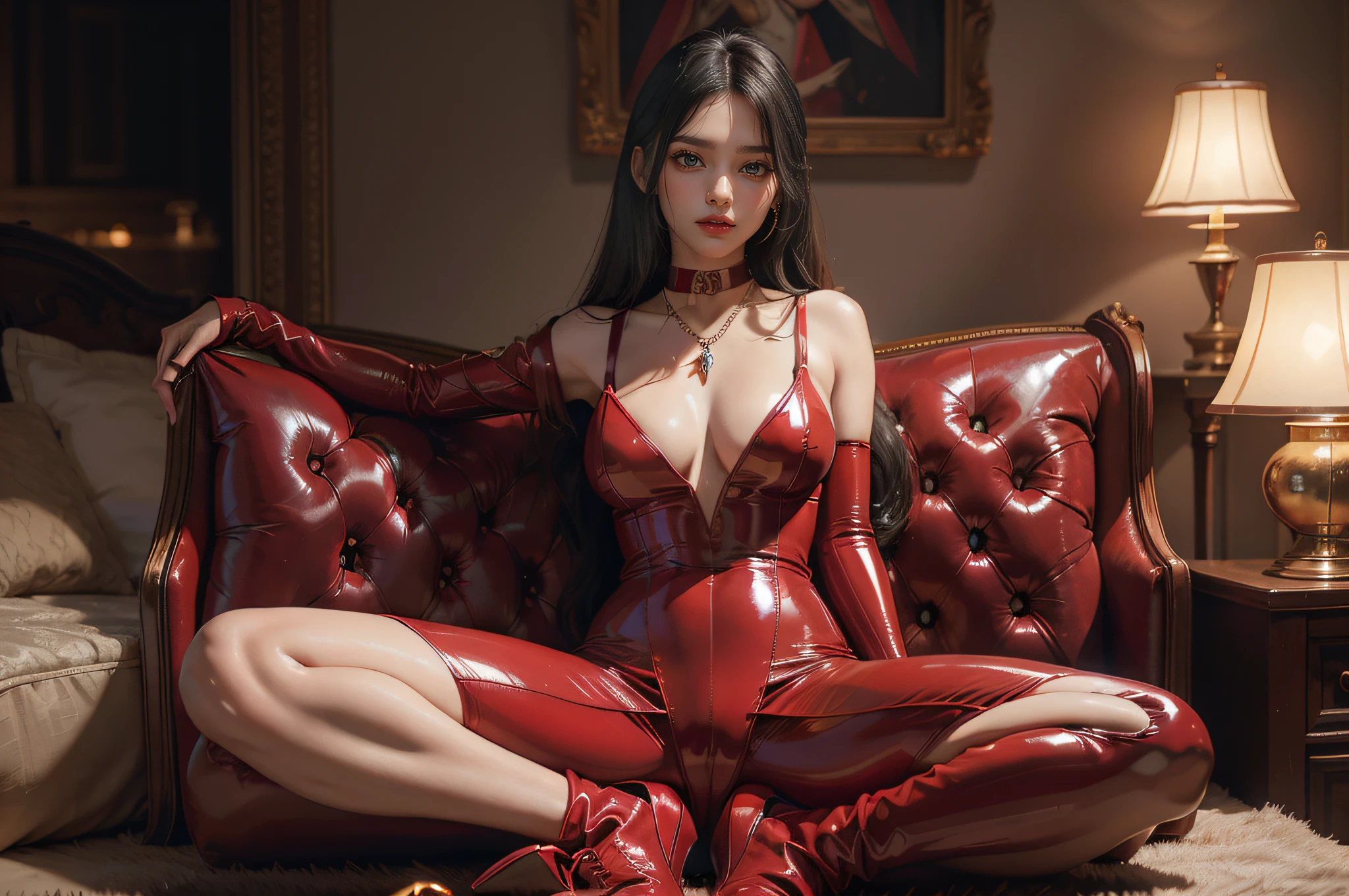 BestWorks,Ultra-high quality work,8K HD CG production,High-quality graphics,3D HD CG photos,Ultra-high pixel,Super refined:1.1,technical detail:1.1,Interior lighting effects:1.1,Natural dimming,Light effect,Super high resolution,Fashion clothing photos,Egyptian female face,Ancient Cleopatra,Cleopatra's face,Long black hair,Clear strands of hair,Careful hair texture(Premium hair details:1.1)Beautiful and delicate eyebrows and eyelashes,largeeyes,Light red eyes,Sexy red lips,Perfect lip shape,clear skin texture,wetted skin(Advanced facial details:1.1)The face of the flawless goddess,Perfect body shape,Suitable for supermodels,Cocked buttocks,Small man's waist,Long legs,(Premium body details:1.1),Glossy,Wear evening dresses,Sequin evening dress,Dress dress,Silk scarf,Lace dress(Premium lace detailing:1.1)Gold leaf art,high-heels,stocklings,Wear jewelry,耳Nipple Ring,choker necklace,Bracelet,At the dinner party,fully body photo,Costume art photos,High quality work(Advanced skin details:1.1)(Advanced skin types:1.1)(wetted skin:1.1)