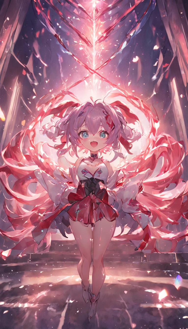 cure holy(magical girl, cool beauty, middle breast, tiara, short hair, silver hair, gold eyes, simple white dress, white long boots, white opera gloves), tracing(hold out one hand)