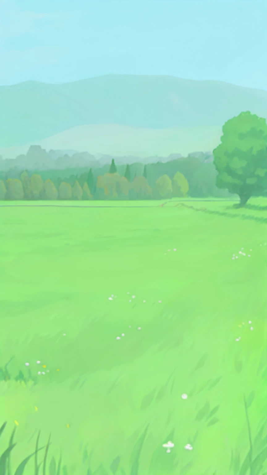 Cartoon of green space with trees, some trees in the background, field background, distant village background, Forest in the background, forest in background, grass field, forest outside, Park background, Flat background, grassy fields, forrest in background, Green meadows, grassy fields, soft forest background, in a large grassy green field, meadow background