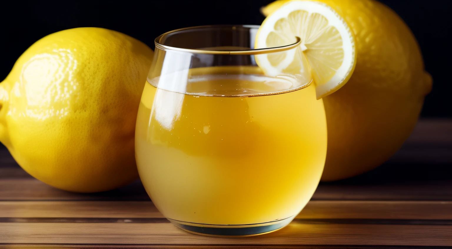 Create an image featuring a glass of lemon concentrate as the central focus. Surround the glass with an abundance of vibrant and fresh lemons. Emphasize the citrusy essence of the scene, showcasing the juicy and tangy characteristics of the lemons. Ensure that the composition highlights the contrast between the yellow lemons and the liquid golden lemon concentrate in the glass. Capture the essence of refreshment and zestiness in this visually appealing depiction