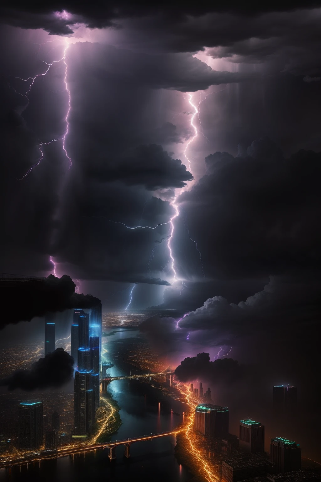 Lightning strikes over cities with rivers and bridges.., Beautiful lightning, Lightning from above, Weather Photography, Storm Lighning, Lightning storm, Epic light from above, Beatifull Bolt, Rear lightning, lighing drama, Amazing lightning, Light and thunder details, lightning, Lightning in the sky, Dramatic weight loss, Light and Thunder, Lightning storm, thunderstorm