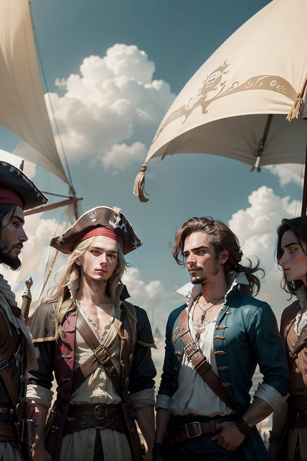 Group of young and inexperienced pirates of the seventeenth century