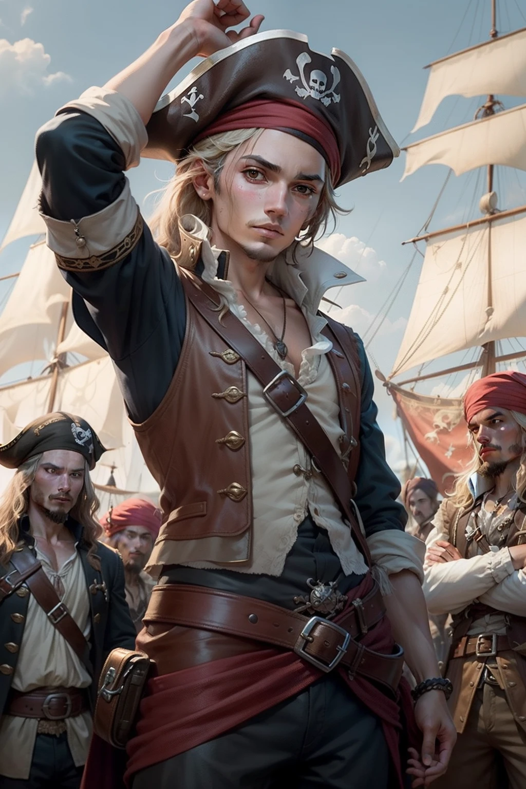 Group of young and inexperienced pirates of the seventeenth century