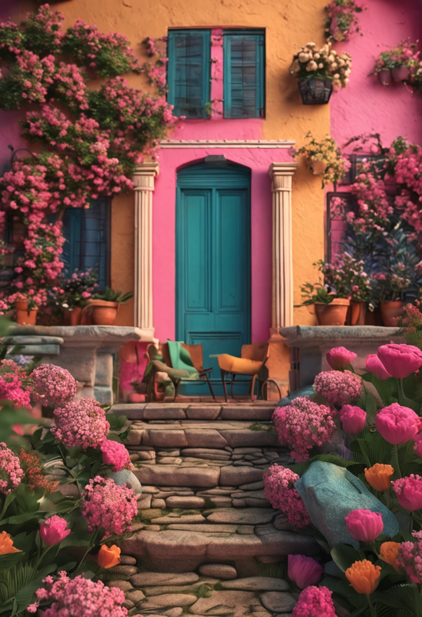 cover od book with flowers and a mill in backgroud,