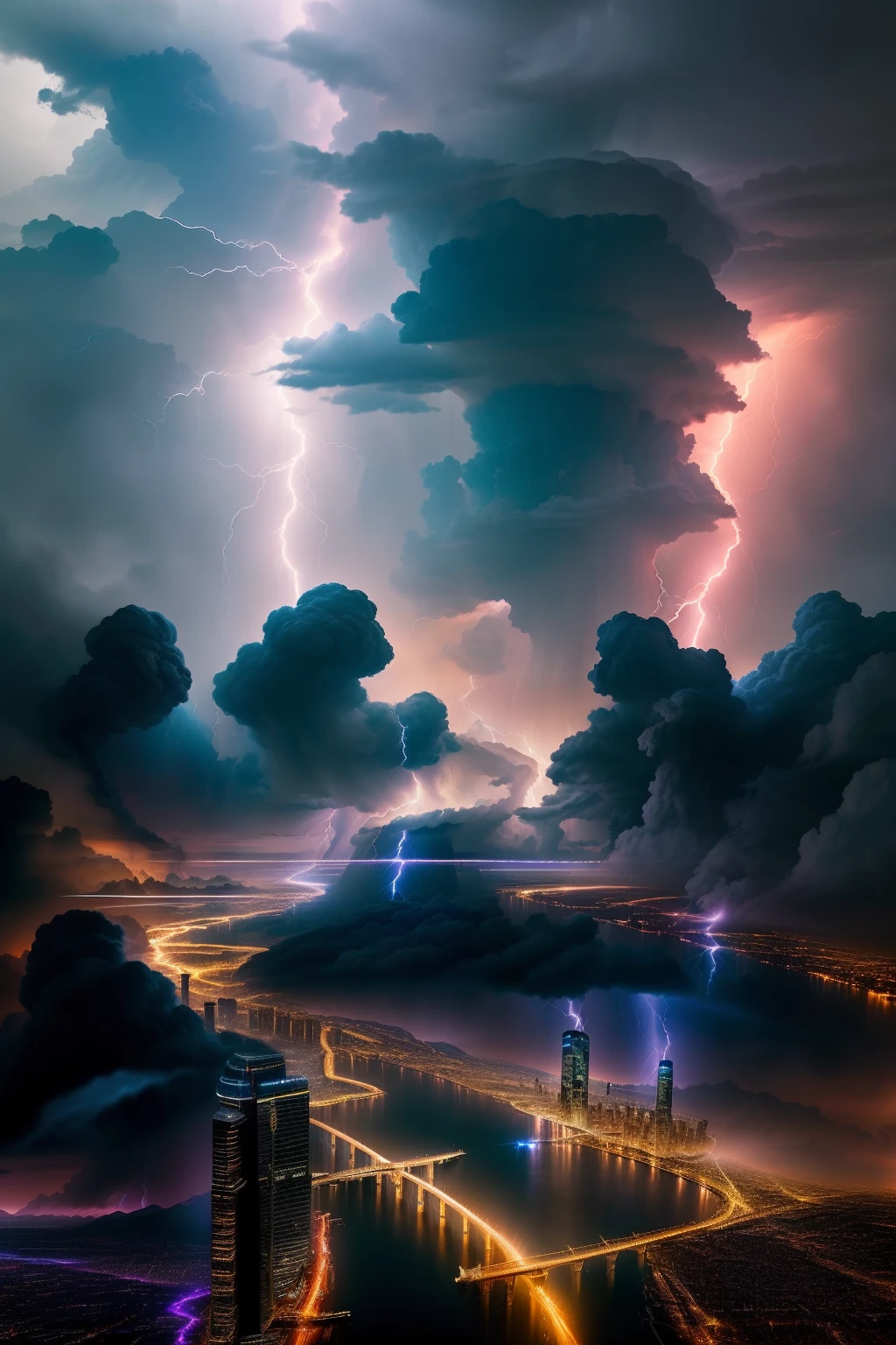 Lightning strikes over cities with rivers and bridges.., Beautiful lightning, Lightning from above, Weather Photography, Storm Lighning, Lightning storm, Epic light from above, Beatifull Bolt, Rear lightning, lighing drama, Amazing lightning, Light and thunder details, lightning, Lightning in the sky, Dramatic weight loss, Light and Thunder, Lightning storm, thunderstorm