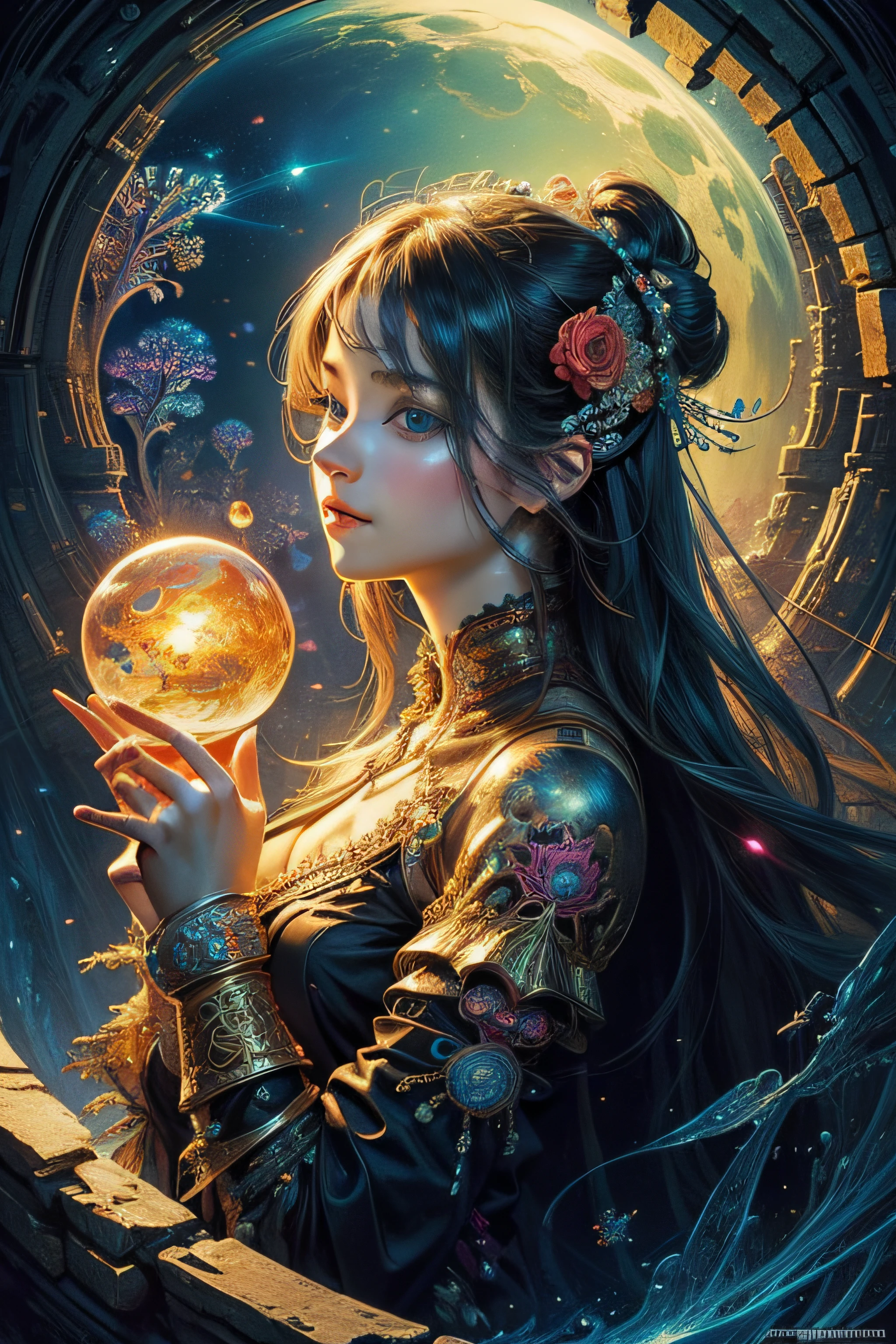 (masterpiece, top quality, best quality, official art, beautiful and aesthetic:1.2), (1girl), extreme detailed,(fractal art:1.3),colorful,highest detailed