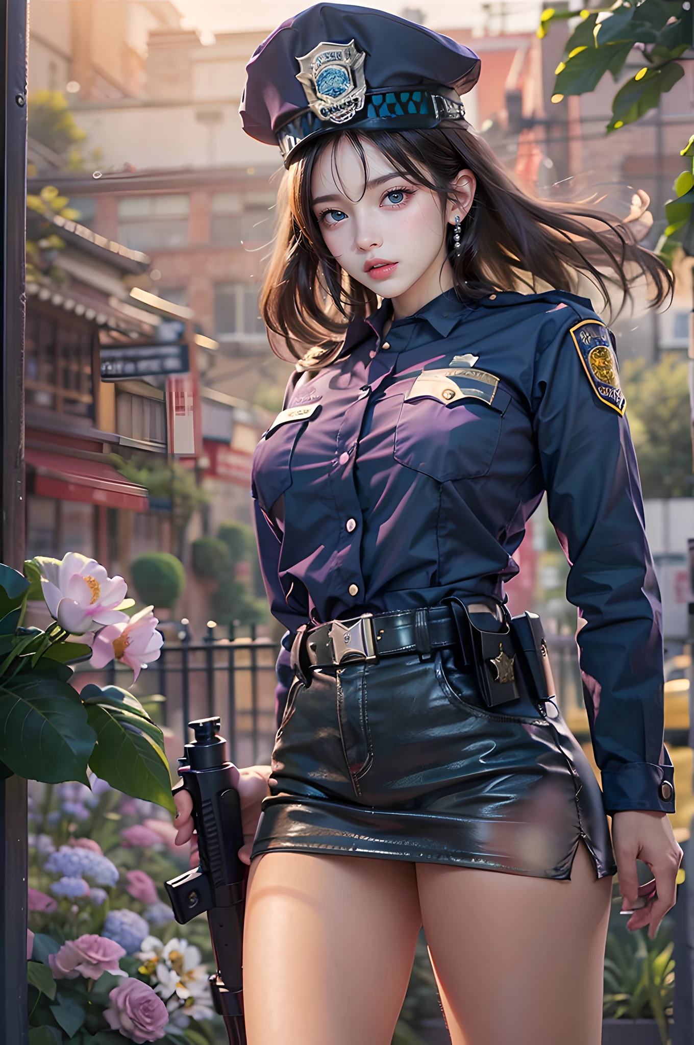 woman, full body, perfect appearance, exhibitionist, uniform