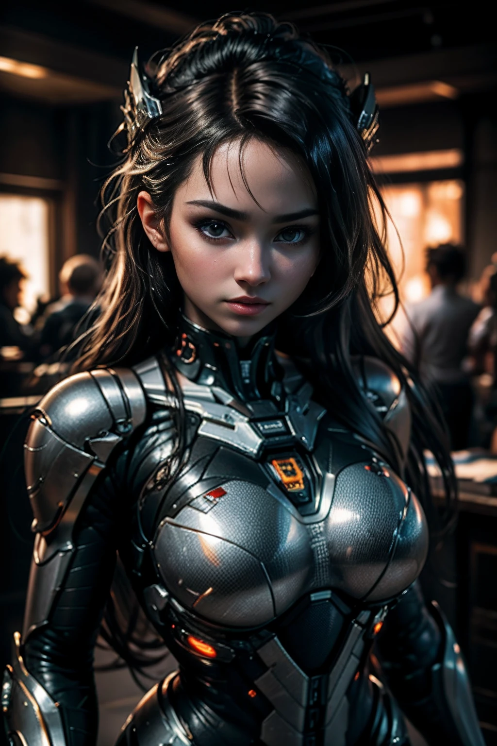 Cinematic, clear facial features and insanely detailed, it captures the essence of the woman with breathtaking beauty. The color grading is beautifully done, enhancing the overall cinematic feel. Unreal Engine brings her to life, making her appearance even more mesmerizing. With the use of depth of field (DOF), every detail is focused and accentuated, drawing attention to her eyes and hair. The image resolution is at its peak, utilizing super-resolution technology to ensure every pixel is perfect. Cinematic lighting enhances her aura, while anti-aliasing techniques like FXAA and TXAA keep the edges smooth and clean. Adding realism to the robot-like body suit, RTX technology enables ray tracing, making it look as if it's actually there. Additionally, SSAO (Screen Space Ambient Occlusion) gives depth and realism to the scene, making the girl's presence even more convincing. In the post-processing and post-production stages, tone mapping enhances the colors, creating a captivating visual experience. The integration of CGI (Computer-Generated Imagery) and VFX (Visual Effects) brings out her robotic features in a seamless manner. SFX (Sound Effects) complement the visual artistry, immersing the viewer further into this fantastic world. The level of detail is awe-inspiring, with intricate elements meticulously crafted, making the artwork hyper maximalist and hyper-realistic. Volumetric effects add depth and dimension, and the photorealism is unparalleled. The image is rendered in 8K resolution, ensuring super-detailed visuals. The volumetric lightning adds a touch of magic, highlighting her beauty and aura in an otherworldly way. High Dynamic Range (HDR) technology makes the colors pop, adding richness to the overall composition. Ultimately, this artwork presents an unreal, yet stunningly real portrayal of an incredibly beautiful girl. The sharp focus ensures that every feature is crisply defined, leaving the audience captivated by her presence. --v testp