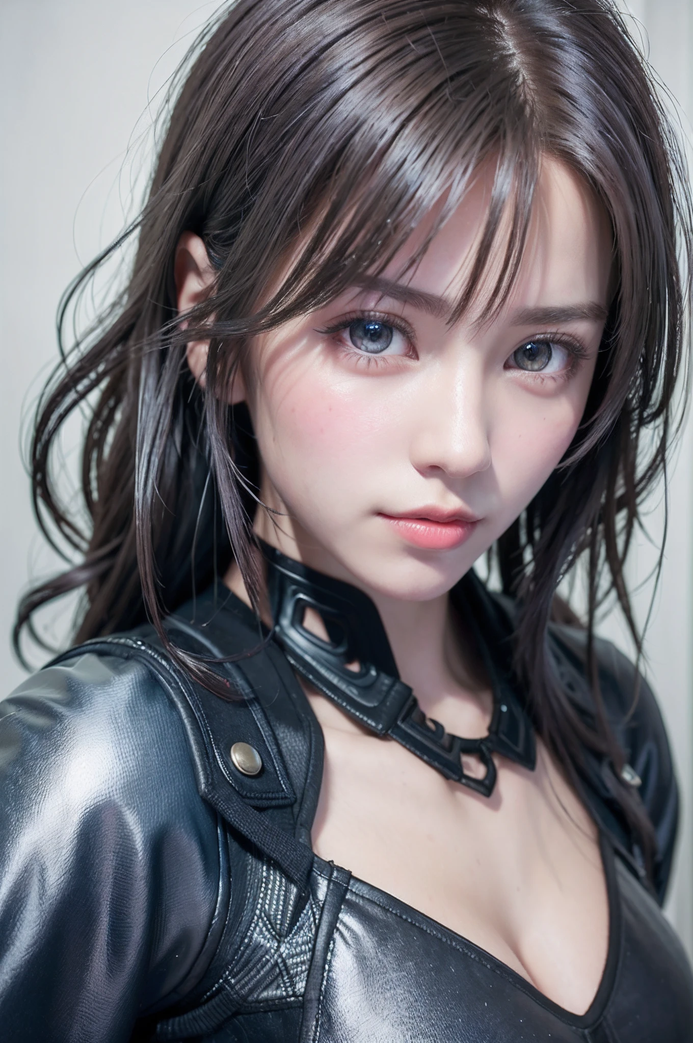top-quality、8K Masterpiece、超A high resolution、(Photorealsitic:1.3)、Raw photo、1人、silver white hair、glowy skin、1 Cyberpunk Super Beautiful Soldier、((super realistic details))、portlate、globalillumination、Shadow、octan render、8K、ultrasharp、beauty breast、Raw skin is exposed in cleavage、metals、cold color、、highly intricate detail、Realistic light、CGSoation Trends、Beautiful eyes、radiant eyes、Facing the camera、neon details、