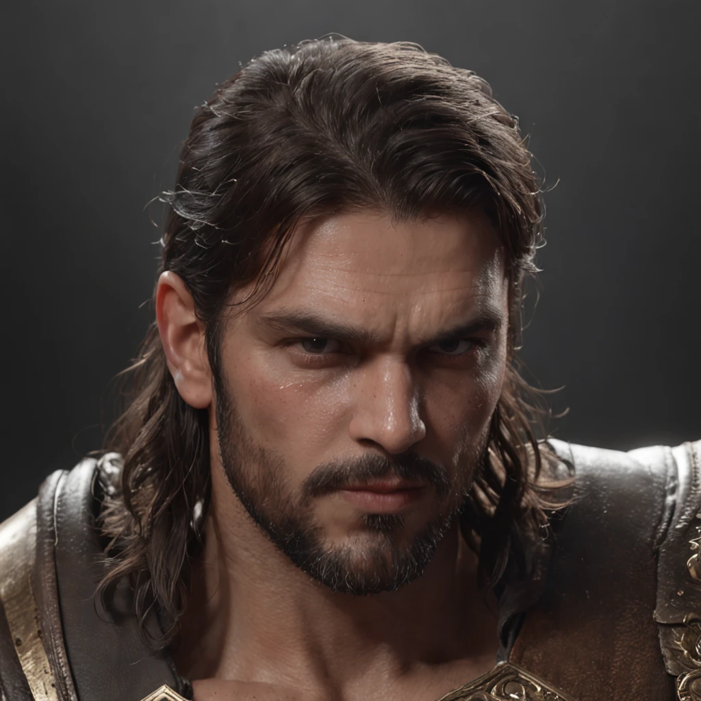 (Professional 3D rendering:1.3) de (Realistic:1.3) foto de arte mais bonita do mundo，soft features, brilliant male heroes, ((Epic hero rough fantasy muscular man wet hero angry look long hair short beard and fierce expression in dynamic pose, fantastic location, majestoso ambiente desordenado)), corpo inteiro 8k unidade render, action shot, poros da pele, very dark lighting, sombreamento pesado, circunstanciado, rosto detalhado, (Vibrando, Fotografia realista, Realistic, Dramatic, Escuro, foco nítido, 8k), (Roupas de rei poderoso, com uma coroa, armadura estilo guerreiro forte), ((((Use peles)))), (intrincado:1.4), decadente, (altamente detalhado:1.4), Pintura digital, rendering by octane, art stations, conceito-arte, liso, foco nítido, illustration, germe da arte, (Loish:0.23), Wlop Ilya Kuvshinov, e greg rutkowski e alphonse mucha gracias, (global ilumination, studiolight, light volumetric), chuva forte, floating particles, patife, fantasia, Nosso, Corpo inteiroesbiano, ((Fundo escuro e antigo da cidade:1.3)),CGSesociedade,art stations