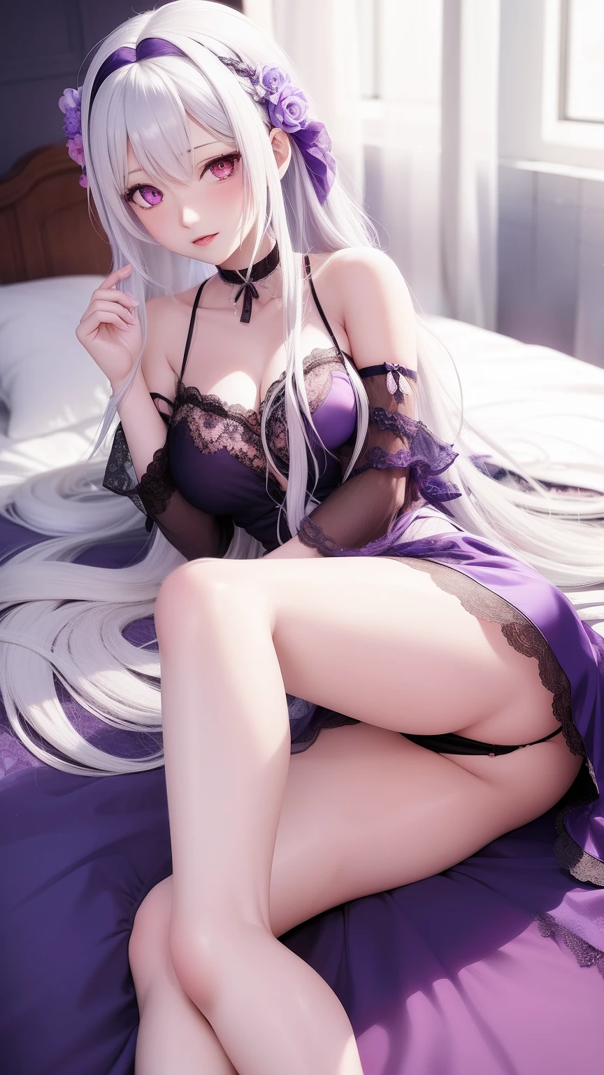 Anime girl lying on bed,Long hair purple tattered dress, seductive anime girls, beautiful and seductive anime woman, Smooth anime CG art, Beautiful anime girl, Perfect white haired girl, Beautiful anime woman, cute anime waifu in a nice dress, Anime girl with long hair, Anime goddess, perfect android girl, from girls frontline, 3D anime girl
U
