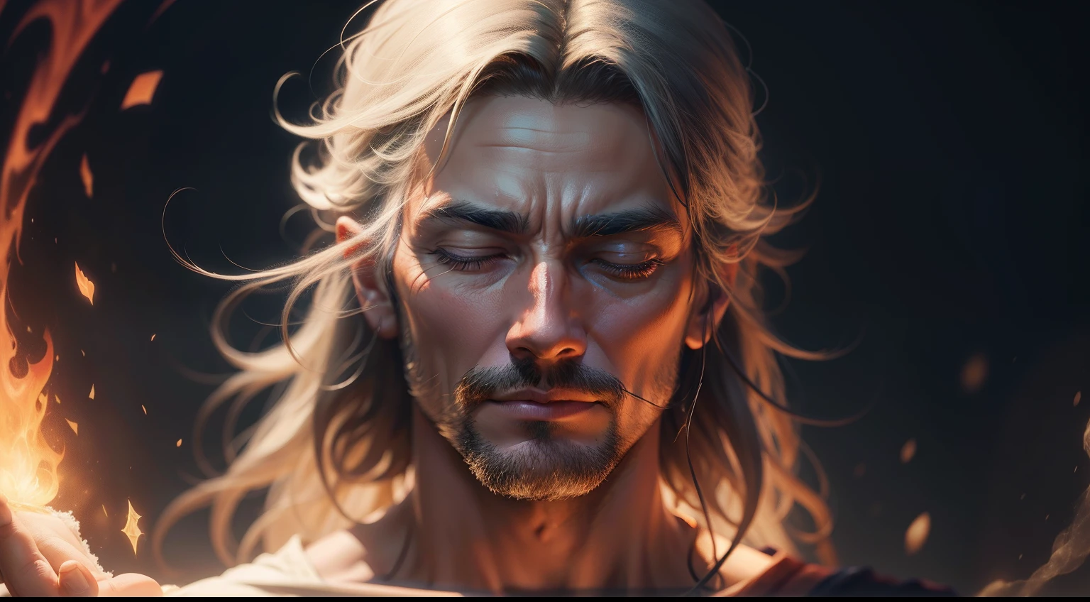 Spiritual Aura power, man with close eyes, 8k resolution, realistic