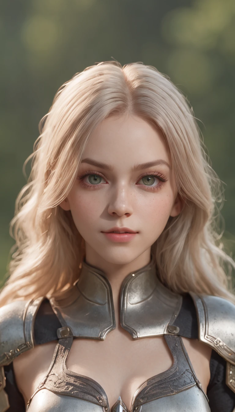 (masterpiece, best quality:1.4), (standing:1.4), (full body:1.2), on a green field, clare claymore, grey eyes, armor, bodysuit, blonde hair , sexy smile, 1girl, beautiful face, (highly detailed face), highly detailed eyes, highly detailed skin, skin pores, subsurface scattering, realistic pupils, medium breast, full face blush, full lips, detailed background, depth of field, volumetric lighting, sharp focus, absurdres, realistic proportions, good anatomy, (realistic, hyperrealistic:1.4), 16k hdr,