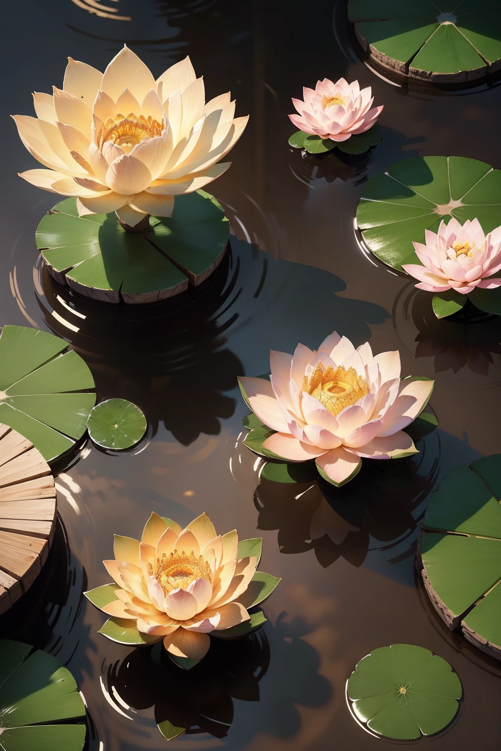 Original，（illustratio：1.1），（best qualtiy），（tmasterpiece：1.1），（the Extremely Detailed CG Unity 8K Wallpapers），（a color：1.2），lotuses，lotus petals，scenecy，rios|Wagas，