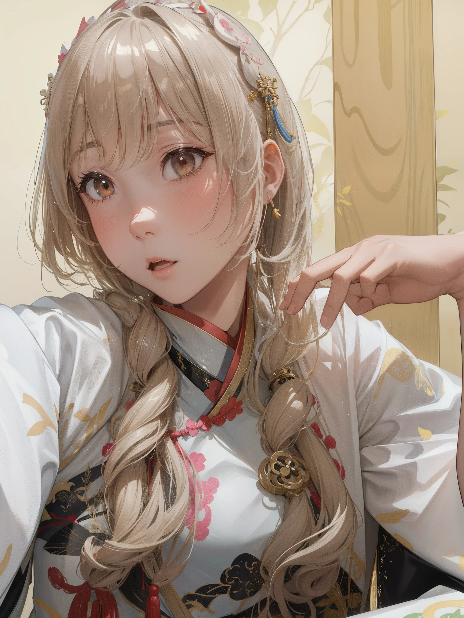 1girl, (hanfu), glowing, sidelighting, wallpaper,