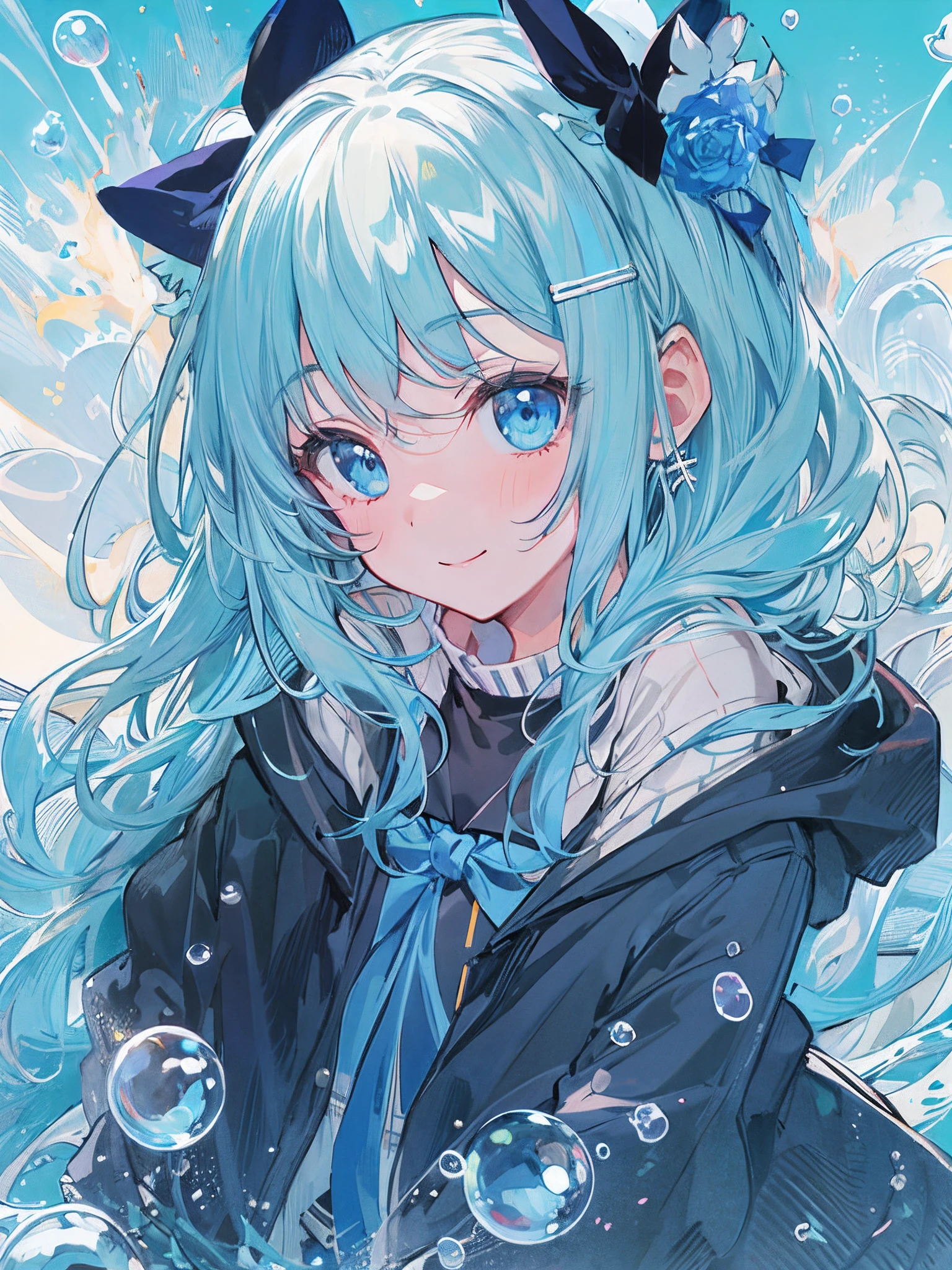 Large light blue ribbon
