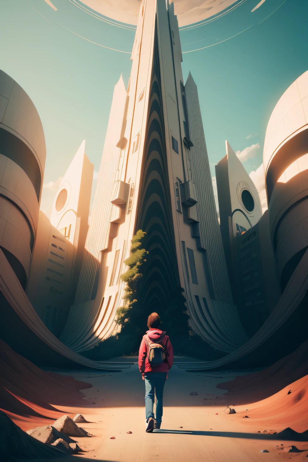 Poster of parent-child paradise,The background is daylight,Surreal style