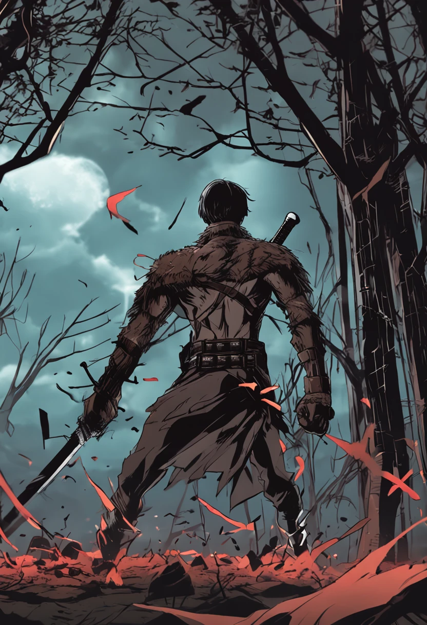 cat drawn as anime characters with swords in a dark forest with fog, shingeki no kyojin, (attack on titans anime), attack on titan anime style, from attack on titan, snk, attack on titans, in attack on titan