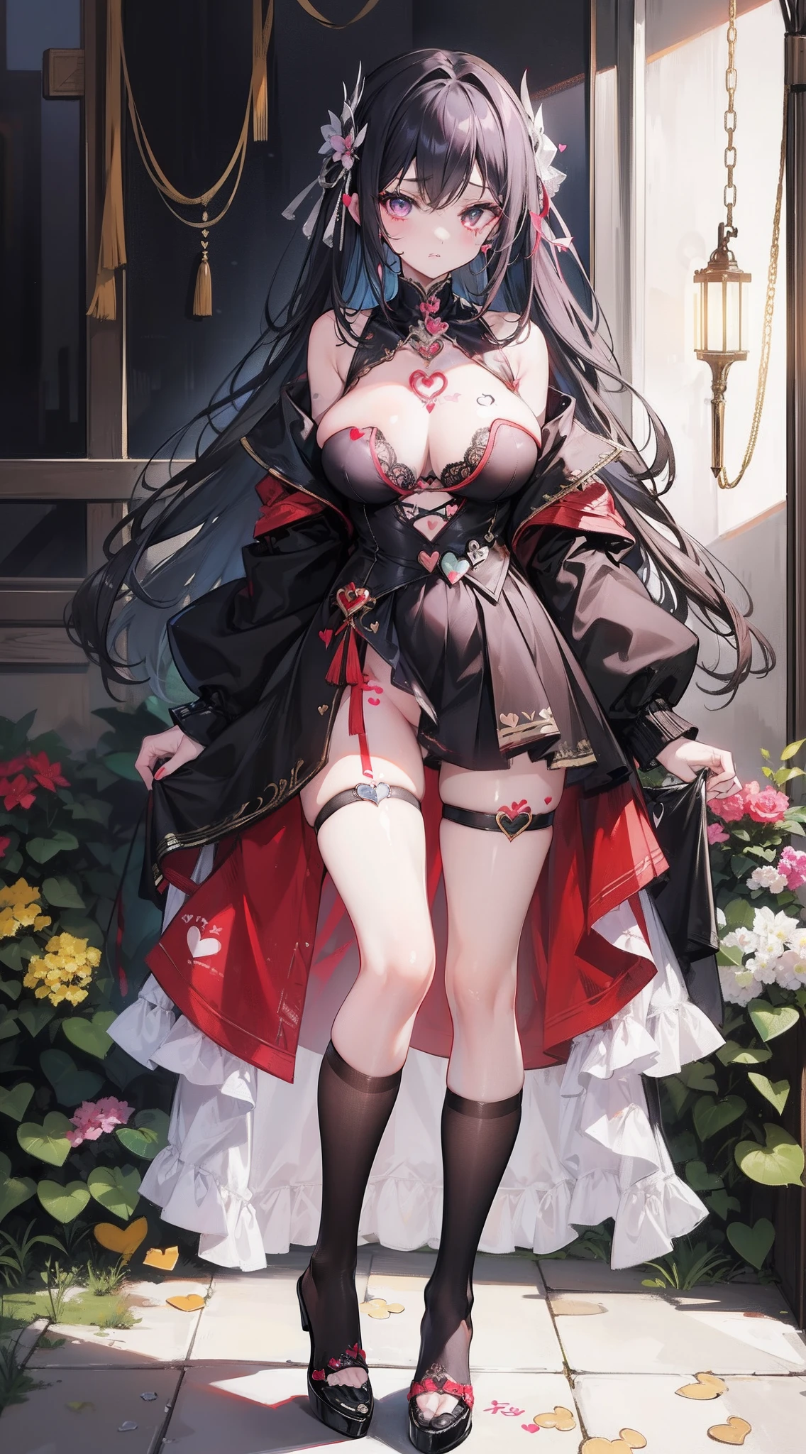 Shorten the hem of clothes、((Heart-shaped obscene tattoo on the chest))