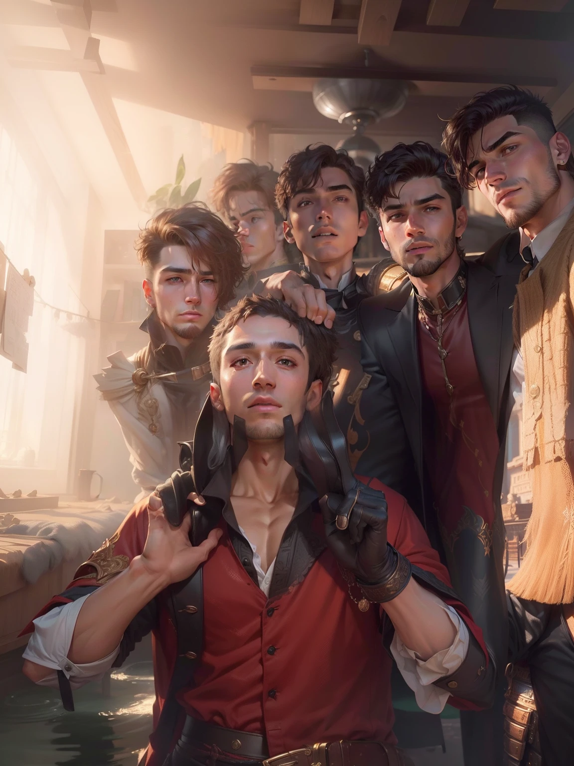 ((Best quality, 8k, Masterpiece: 1.3) handsome boys Highly detailed face best background