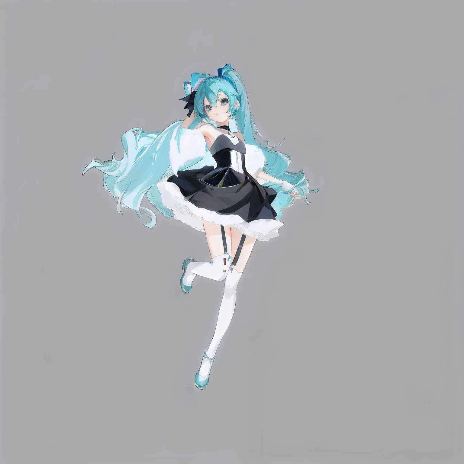 Anime girl in blue hair and white dress in the air, Hatsune Miku, Os amigos, vocaloid, loli in dress, Portrait of Hatsune Miku, hatsune miku portrait, cute anime waifu in a nice dress, anime moe art style, anime styled 3d, Hatsune Miku short hair, 2D art, 2 d art, small curvaceous loli