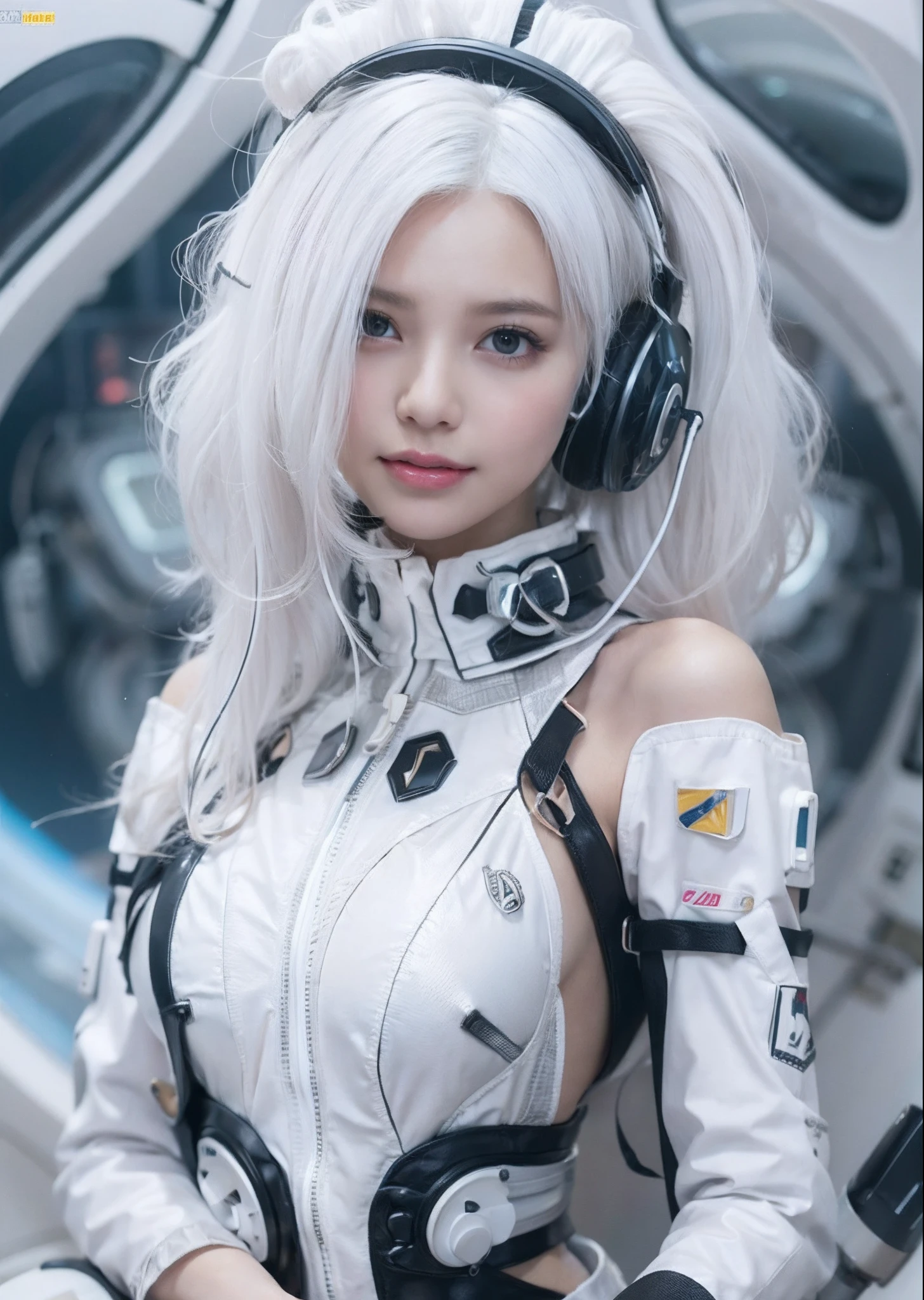 Make a character that is cute and serious at the same time, com cabelos longos de cor cinza, que gosta de tecnologia, principalmente de redes de computadores.