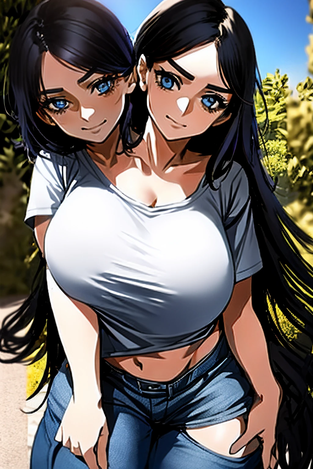 Nami and Nico Robin, completely naked, tetas grandes