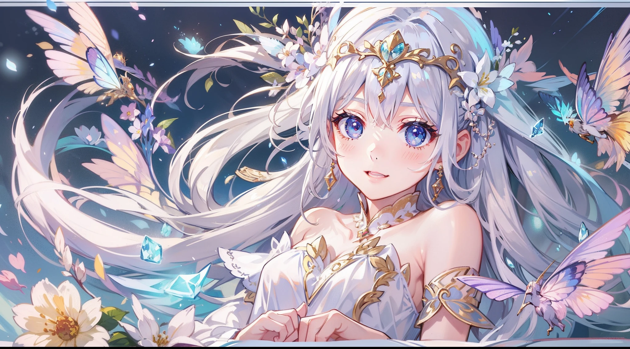 masterpiece, best quality, 8k resolution, sharp focus, intricate detail, beautiful girl, sparkling eyes, golden ratio face, otherworldly liquid, watercolor, pastel colors, bright colors, whimsical, colorful, sharp focus, high resolution, fine detail, fantasy ballgown, ((round eyes)), iridescent bubbles, magical