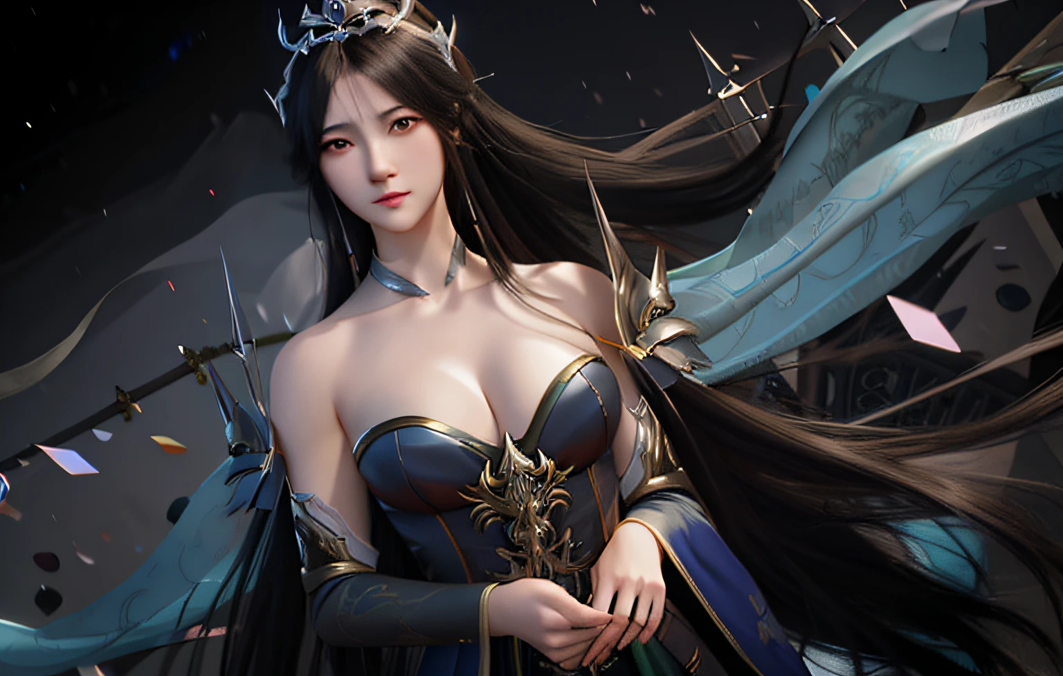 anime - style image of a woman with long hair and a sword, extremely detailed artgerm, ruan jia and artgerm, irelia, ig model | artgerm, artgerm lau, artgerm and ruan jia, artgerm on artstation pixiv, by Yang J, ! dream artgerm