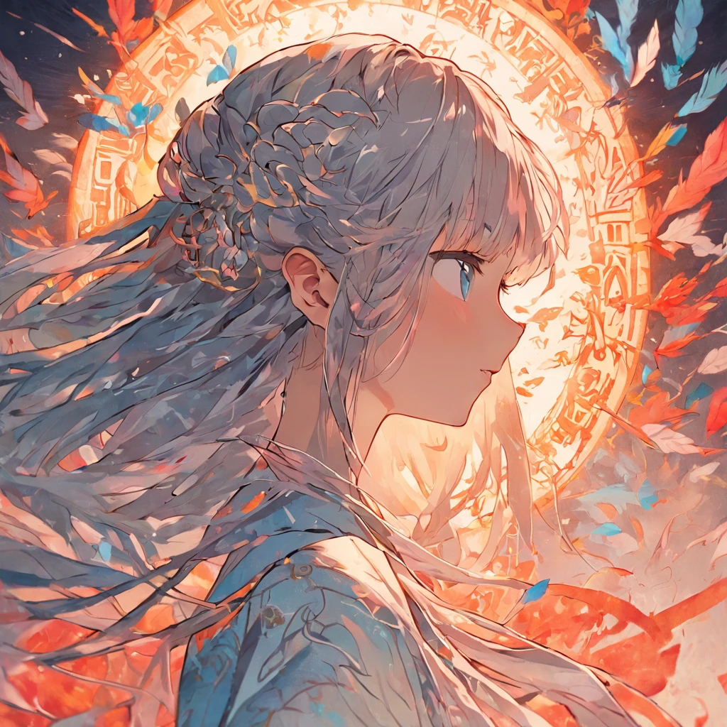 (White background:1.4),(Silhouette of a girl's head, Eyes closed, colorfull long hair, Oriental elements)，(Chinese illustration:1.3，paper art:1.3, Quilted paper art:1.2),( reasonable design, Clear lines, High sharpness,Best quality, Very detailed, Masterpiece, movie light effect, 4K )