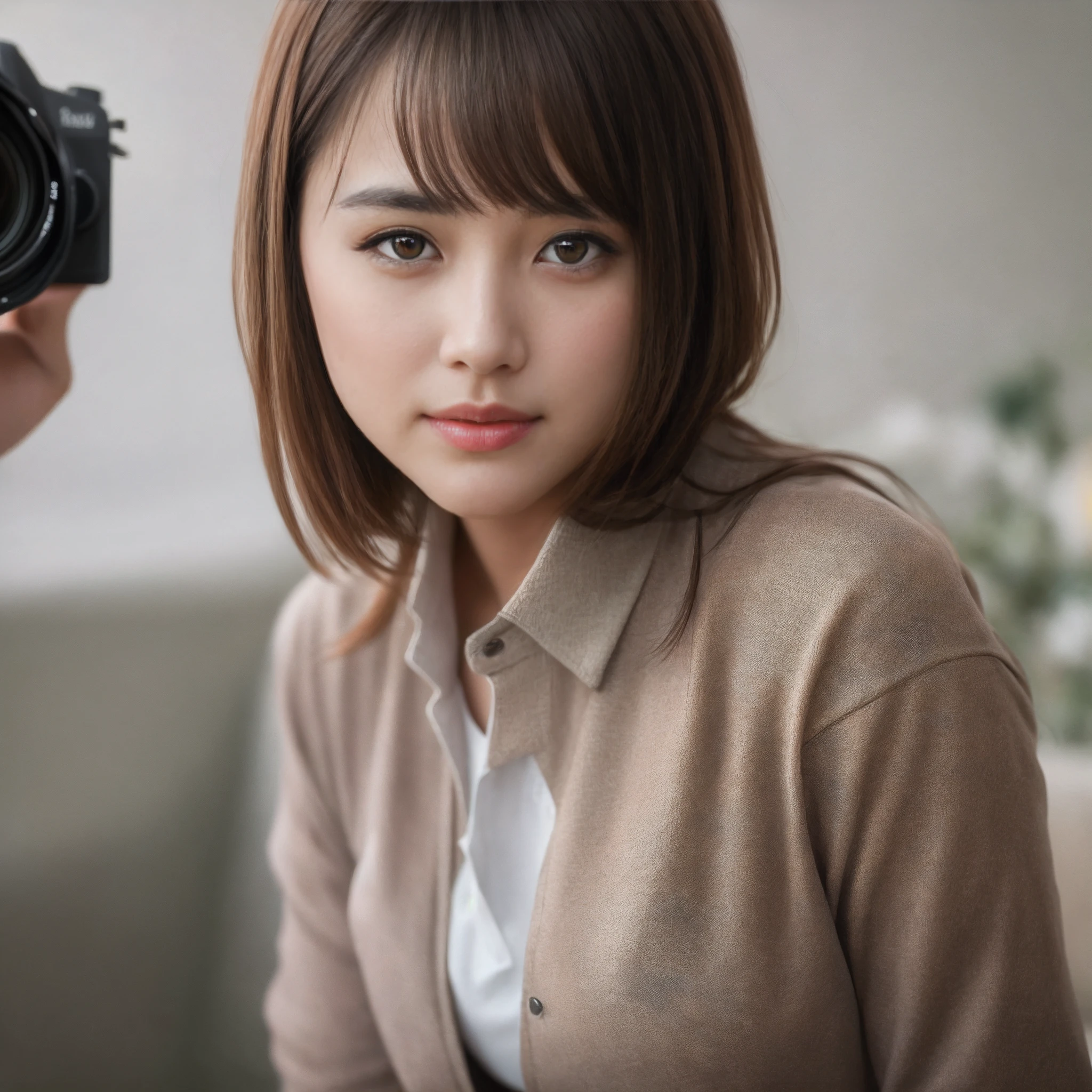 See the whole scene, light makeup, realistic, realistic photos, professional color grading, 8K, F2.4 aperture, 35mm lens, realistic real face,
